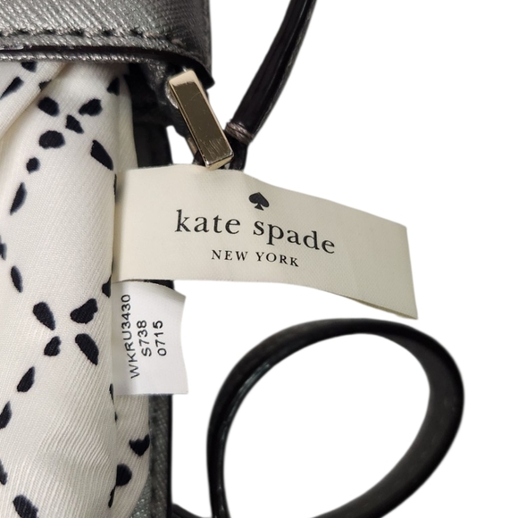 kate spade New York | Newberry Lane Sally Leather Crossbody | Metallic Silver - Picture 15 of 16